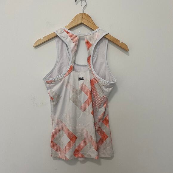 Fila White & Orange Printed Workout Tank Size Medium - Picture 4 of 4